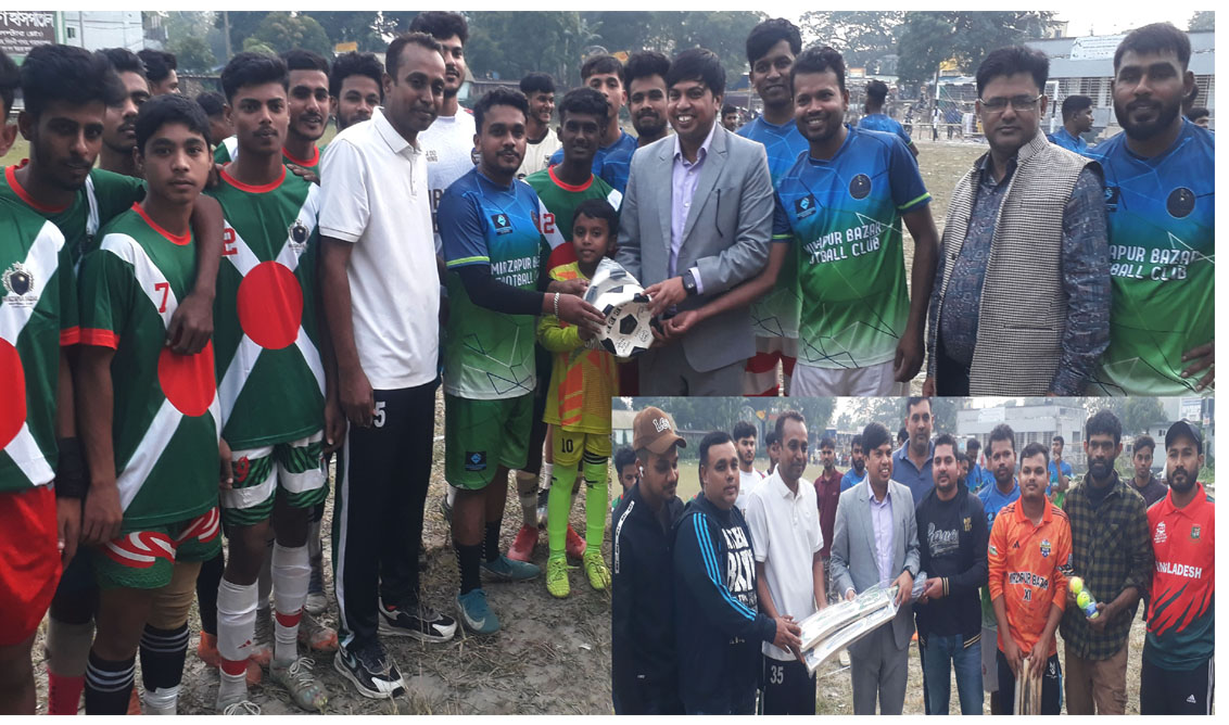 মির্জাপুরে খেলোয়াড়দের মাঝে ক্রীকেট সেট ও ফুটবল বিতরণ