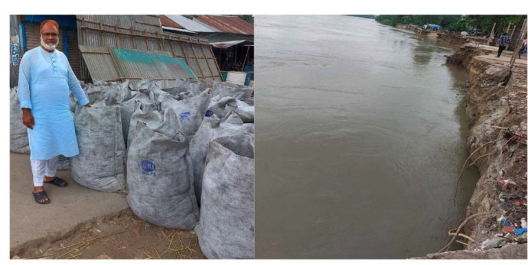 এমপি-ইউএনওর নির্দেশে মির্জাপুরে বংশাই নদীর বিভিন্ন স্থাপনা ভাঙ্গন প্রতিরোধে জিও ব্যাগ ফেলা শুরু